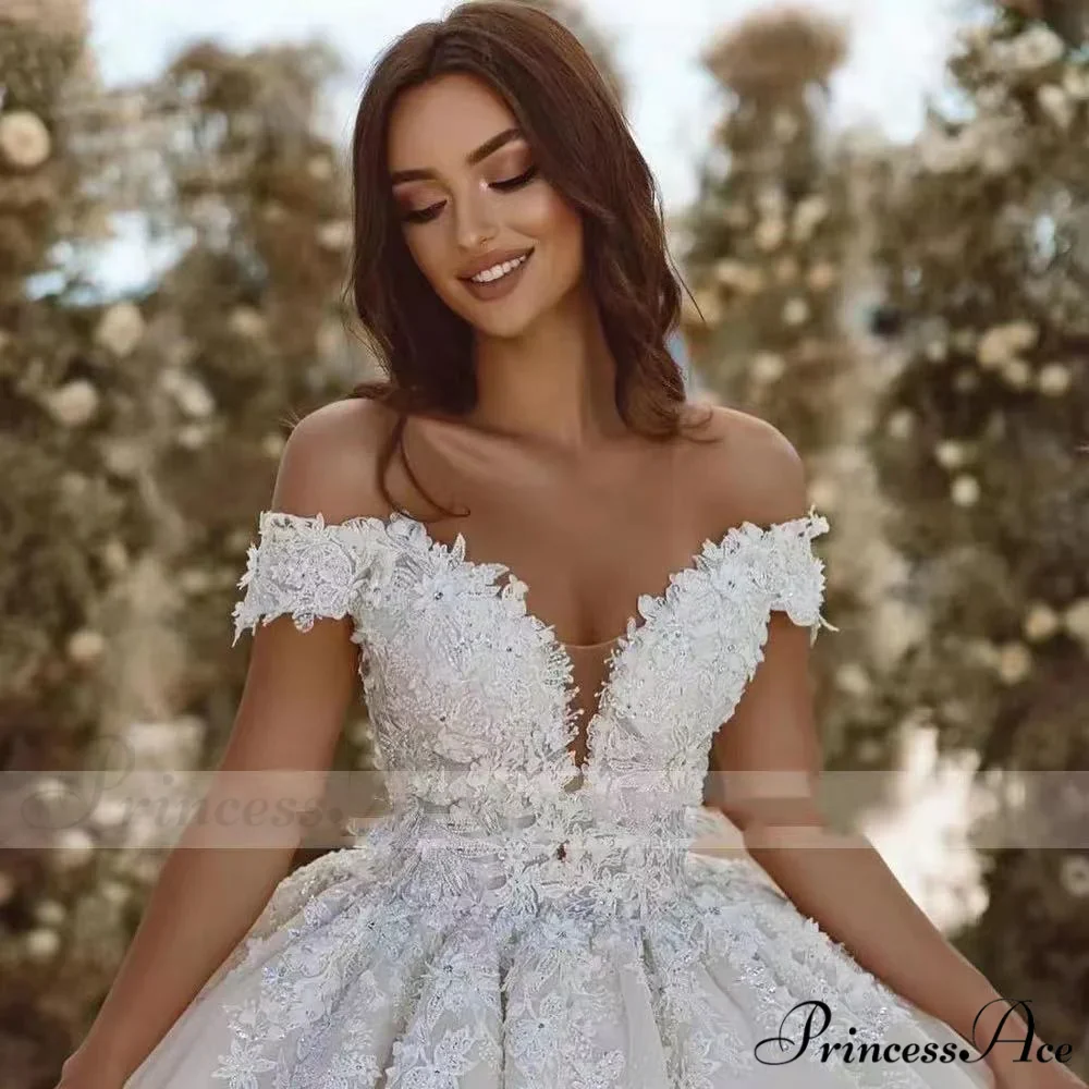 Off-Shoulder Transparent Tulle Bridal Wedding Gown - Image 2