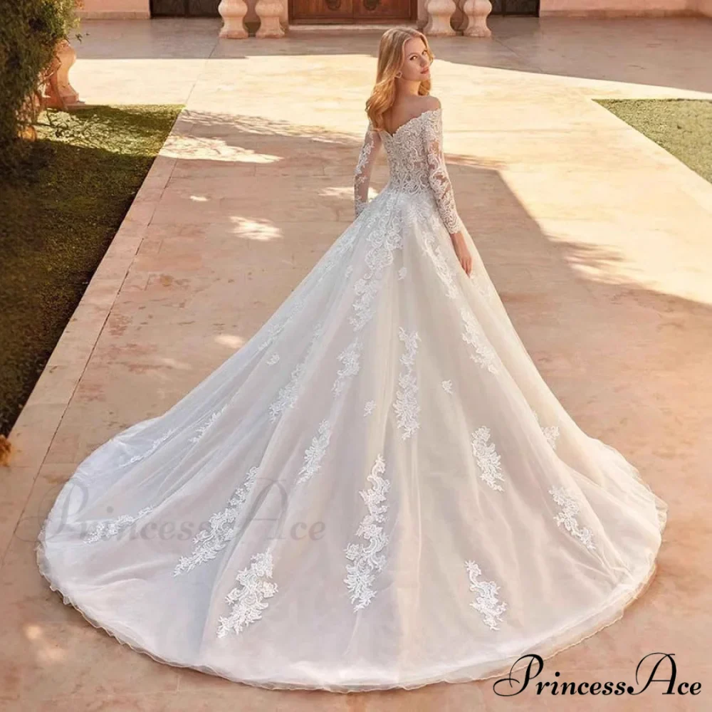 Off-Shoulder V-Neck Wedding Gown - Image 2
