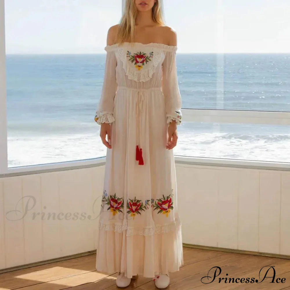 Off The Shoulder Lace Long Dress - Image 2