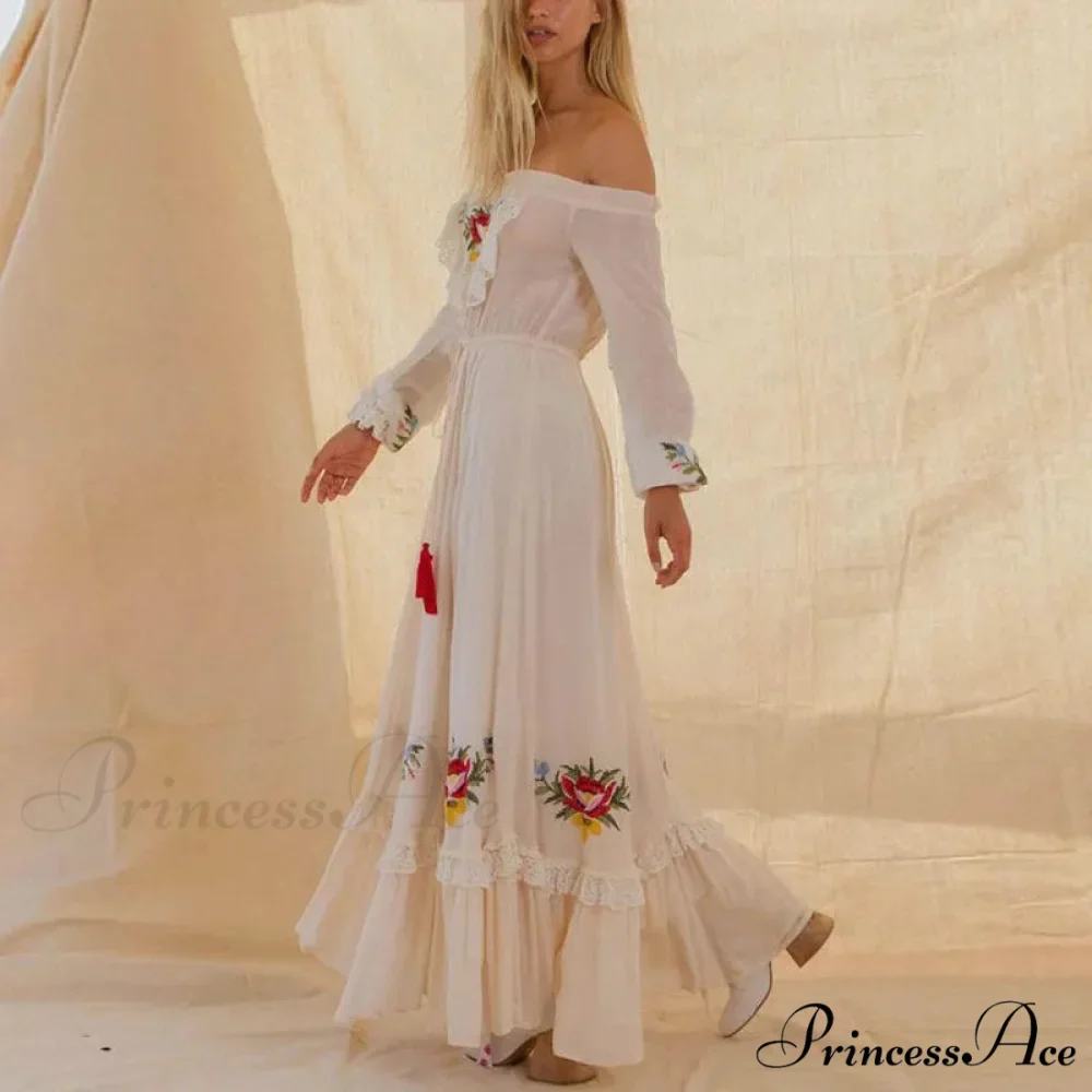 Off The Shoulder Lace Long Dress - Image 3