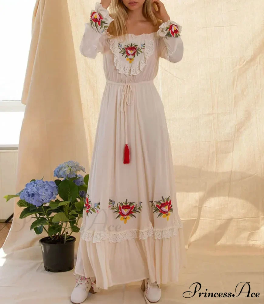 Off The Shoulder Lace Long Dress - Image 5