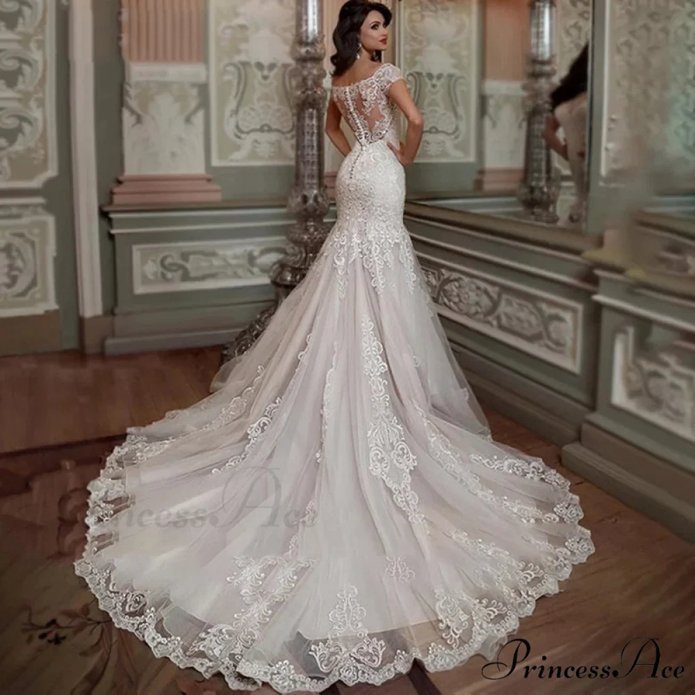 Off-The-Shoulder Lace Mermaid Bridal Gown - Image 3
