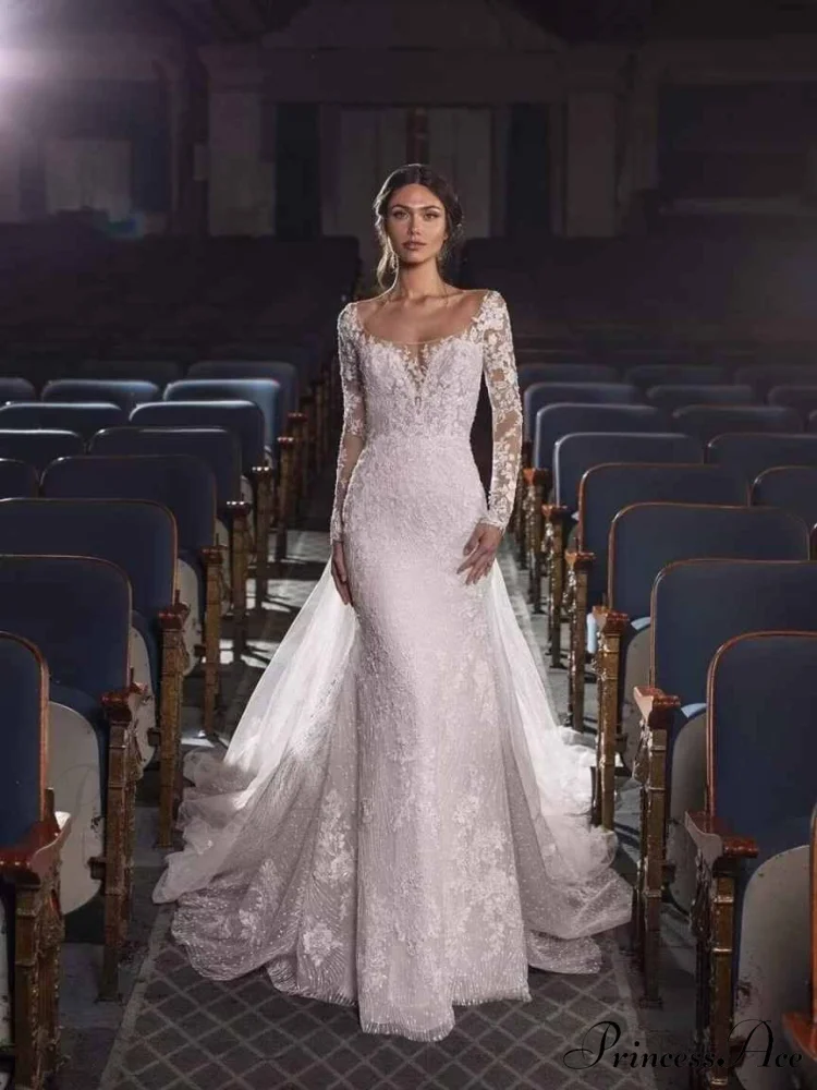 Off-The-Shoulder Lace Mermaid Bridal Wedding Gown - Image 5