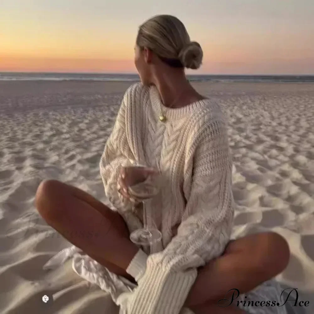 Off-The-Shoulder Monochrome Extended Sleeve Knitted Jumper - Image 2