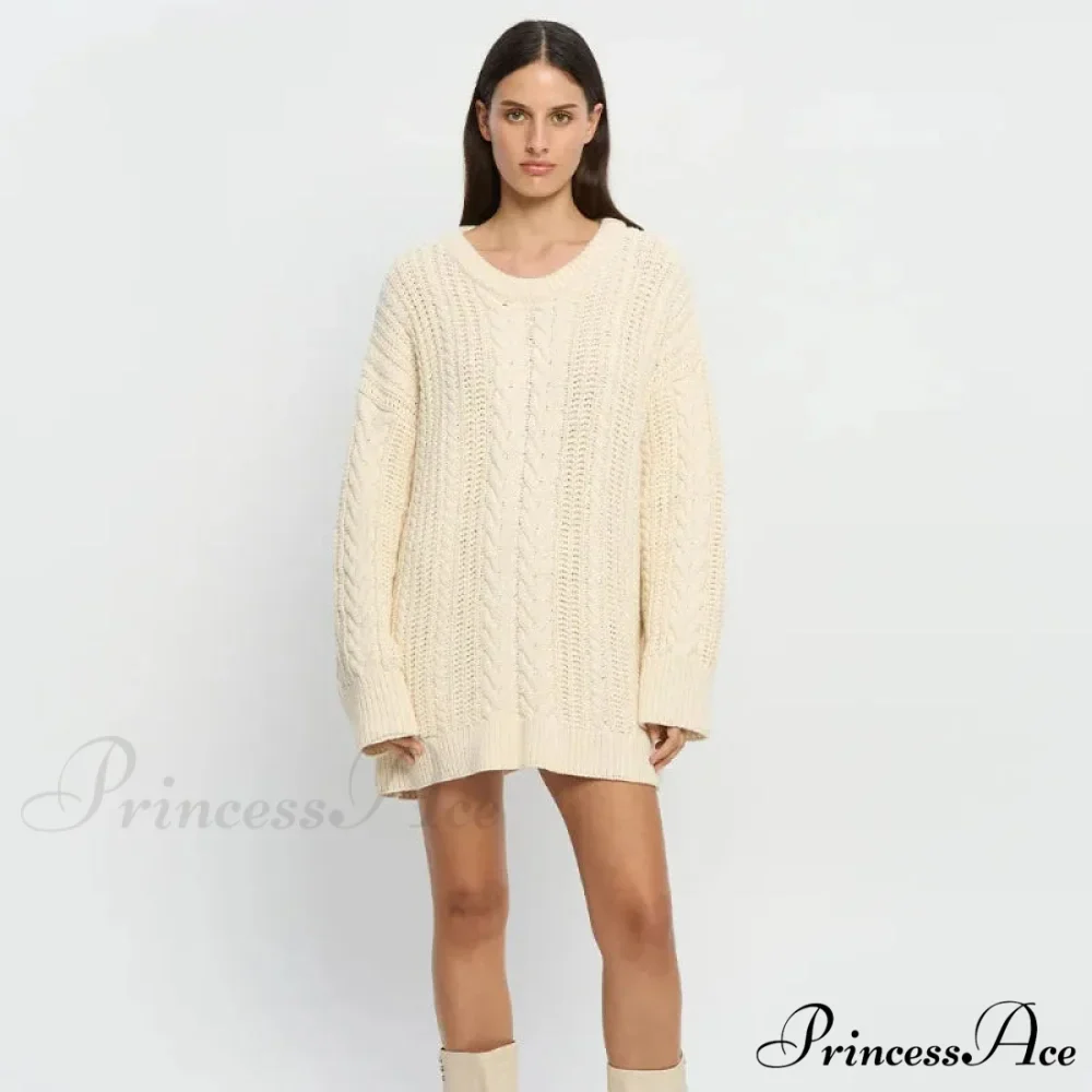 Off-The-Shoulder Monochrome Extended Sleeve Knitted Jumper - Image 5