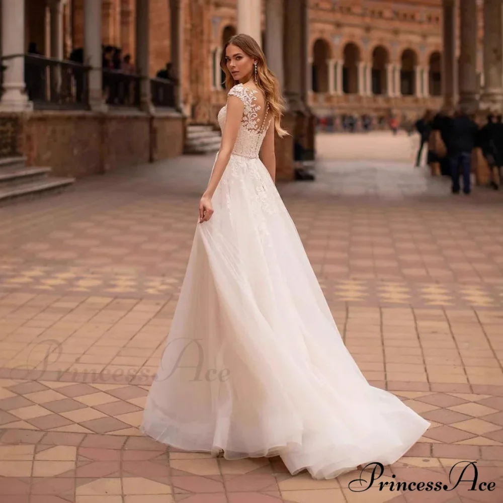 Open Back Transparent Tulle Bridal Gown - Image 2