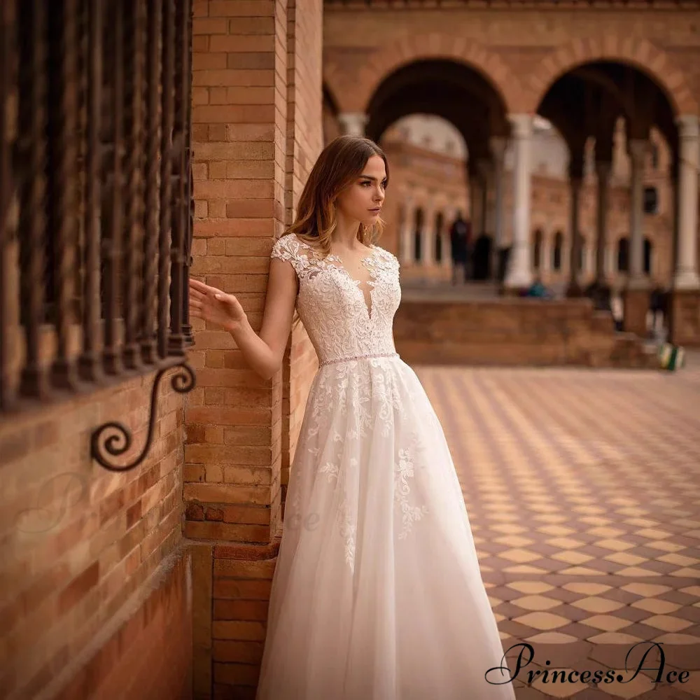 Open Back Transparent Tulle Bridal Gown - Image 3