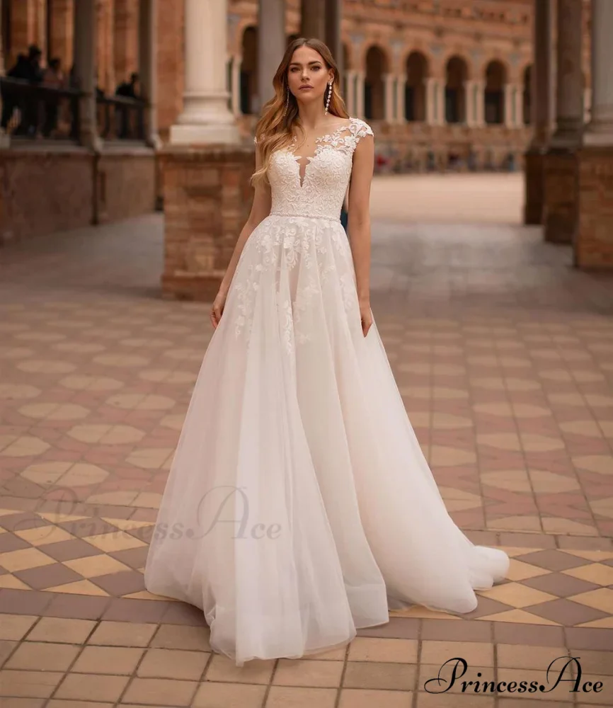 Open Back Transparent Tulle Bridal Gown - Image 4