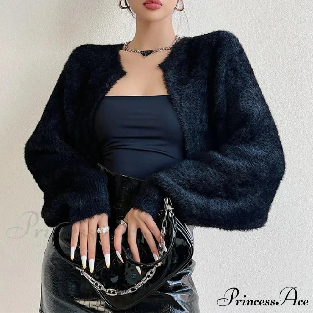 Open Front Cropped Extended Sleeve Cardigan - Image 4