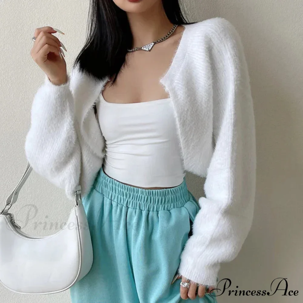 Open Front Cropped Extended Sleeve Cardigan - Image 5