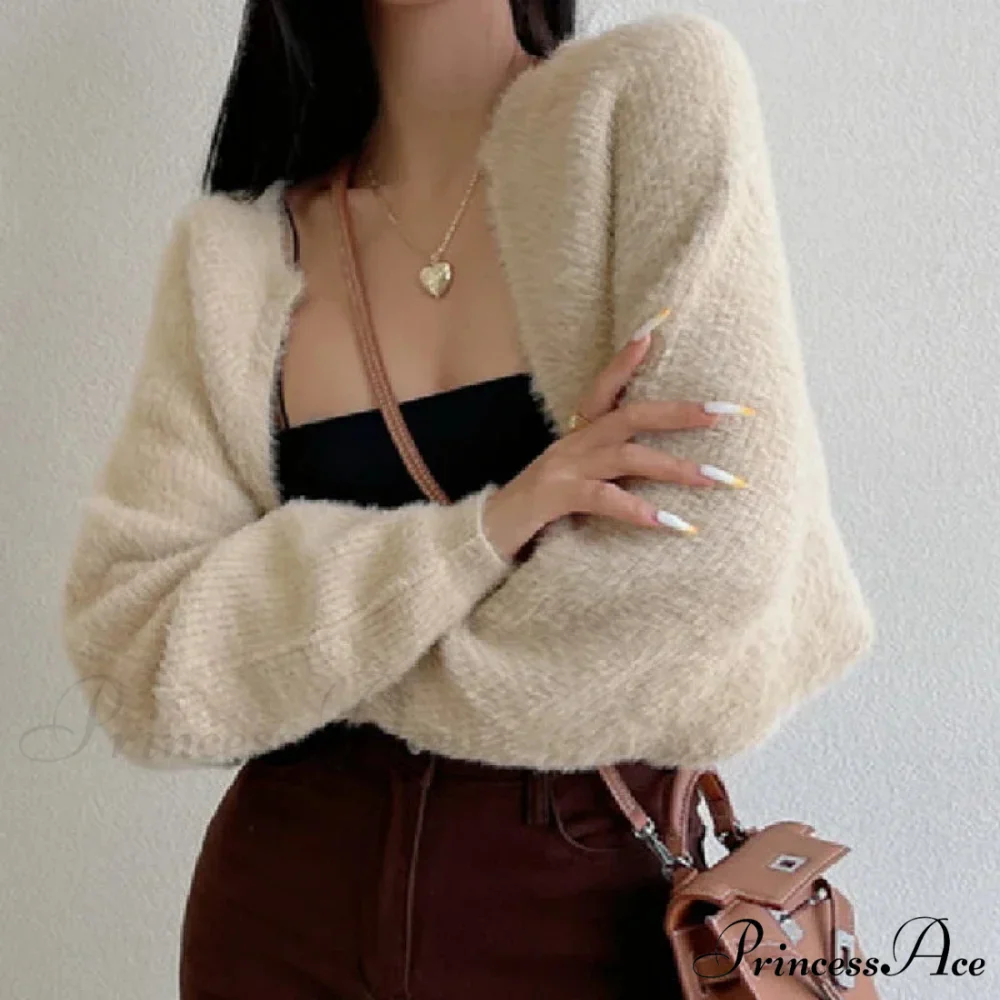 Open Front Cropped Extended Sleeve Cardigan - Image 6