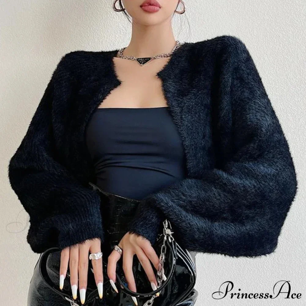 Open Front Cropped Extended Sleeve Cardigan - Image 7
