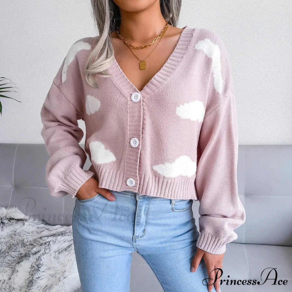 Opposing Hues V-Neck Woven Knit Cardigan - Image 3