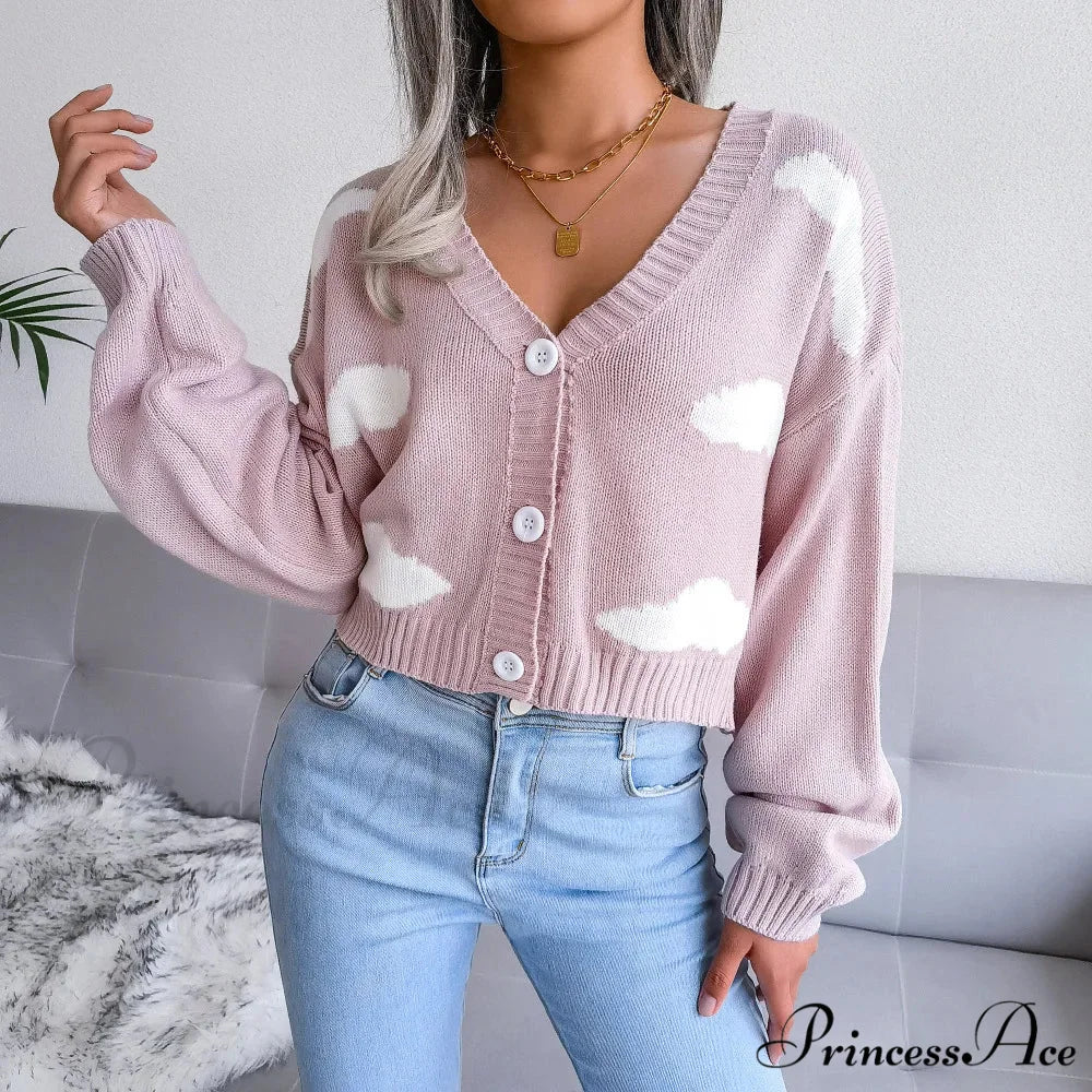 Opposing Hues V-Neck Woven Knit Cardigan - Image 4