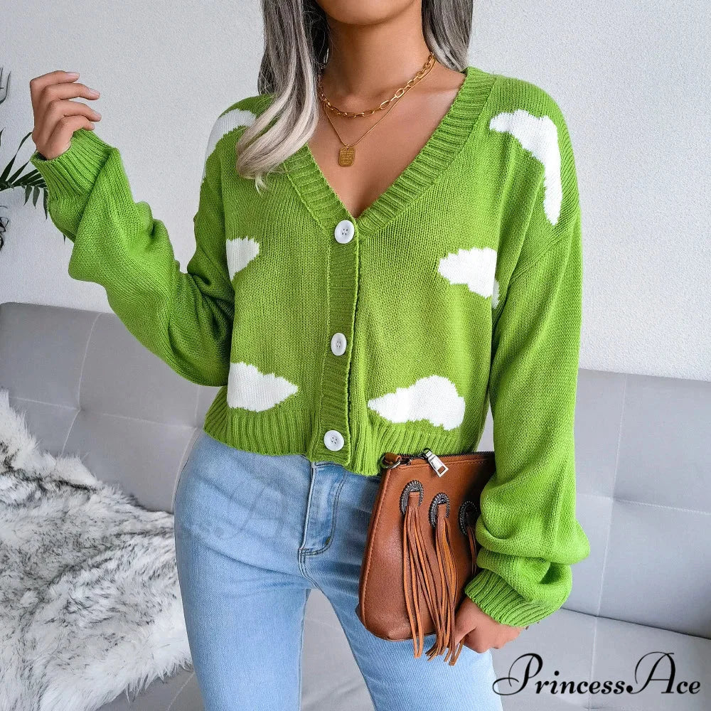 Opposing Hues V-Neck Woven Knit Cardigan - Image 5