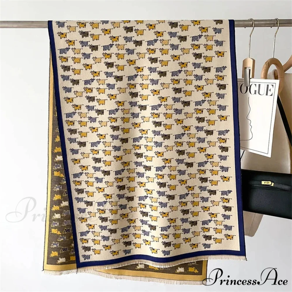 Opulent Creature Pattern Fall Cashmere Scarf - Image 2