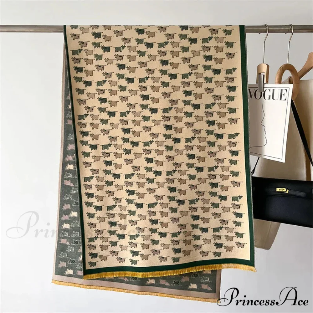Opulent Creature Pattern Fall Cashmere Scarf - Image 3