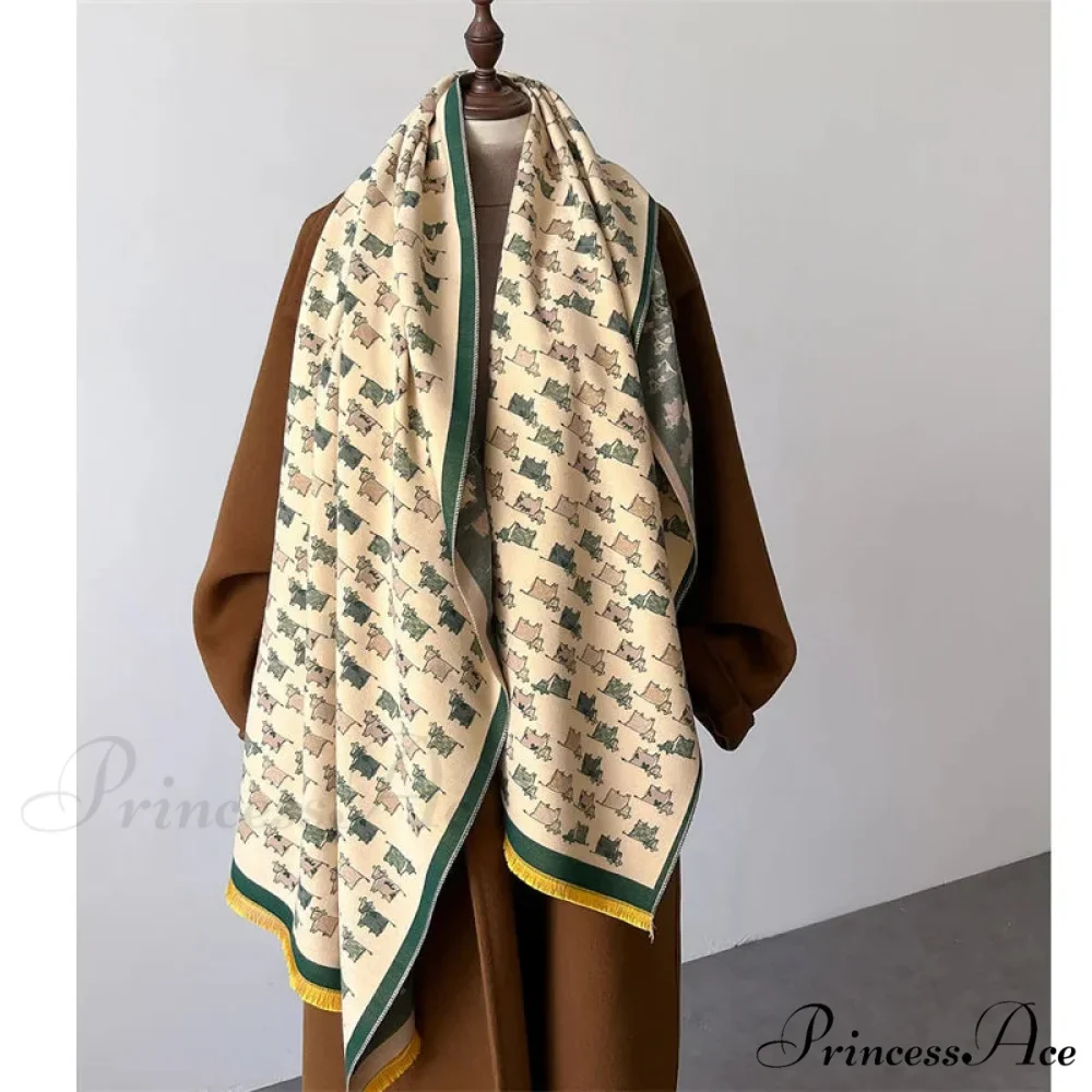 Opulent Creature Pattern Fall Cashmere Scarf - Image 4
