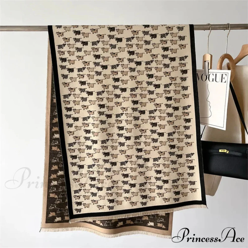 Opulent Creature Pattern Fall Cashmere Scarf - Image 5