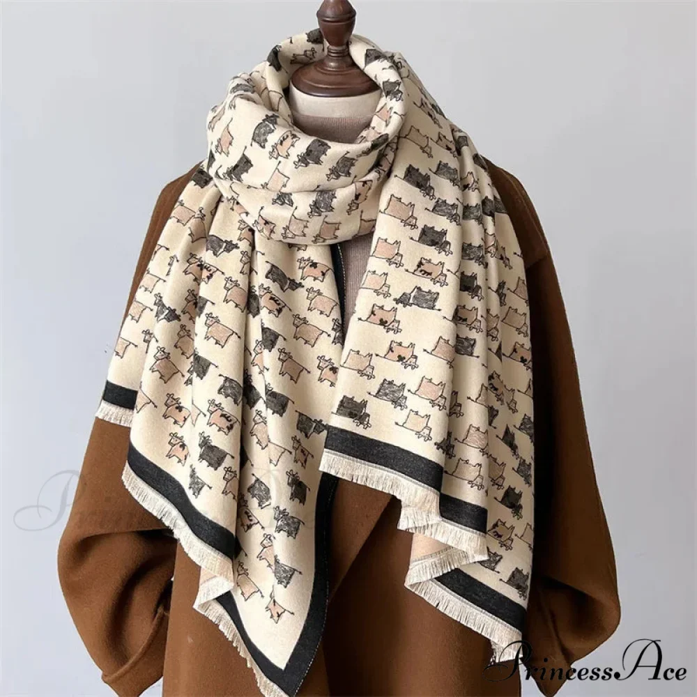 Opulent Creature Pattern Fall Cashmere Scarf - Image 6