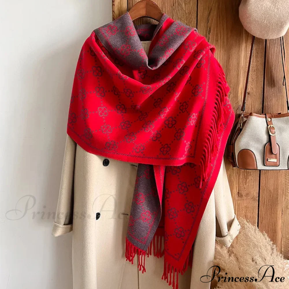 Opulent Flowery Cashmere Winter Scarf - Image 10