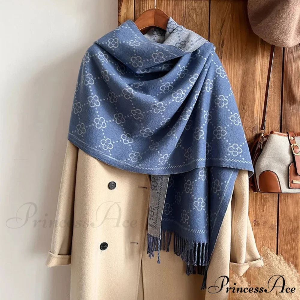 Opulent Flowery Cashmere Winter Scarf - Image 8