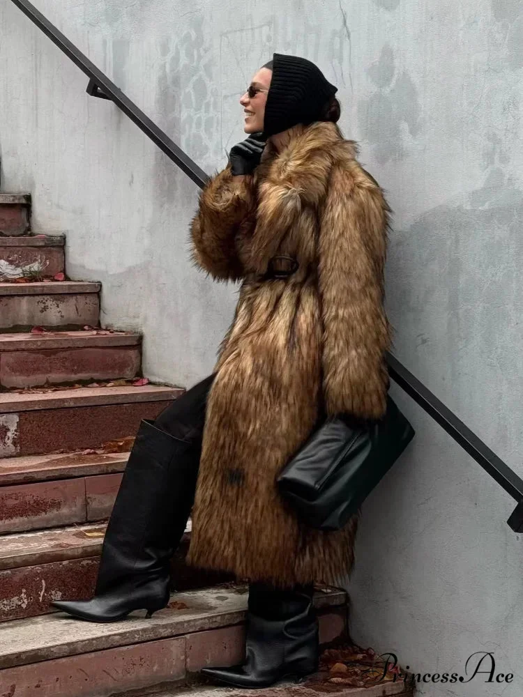 Opulent Fox Garment Lengthy Overcoat - Image 3