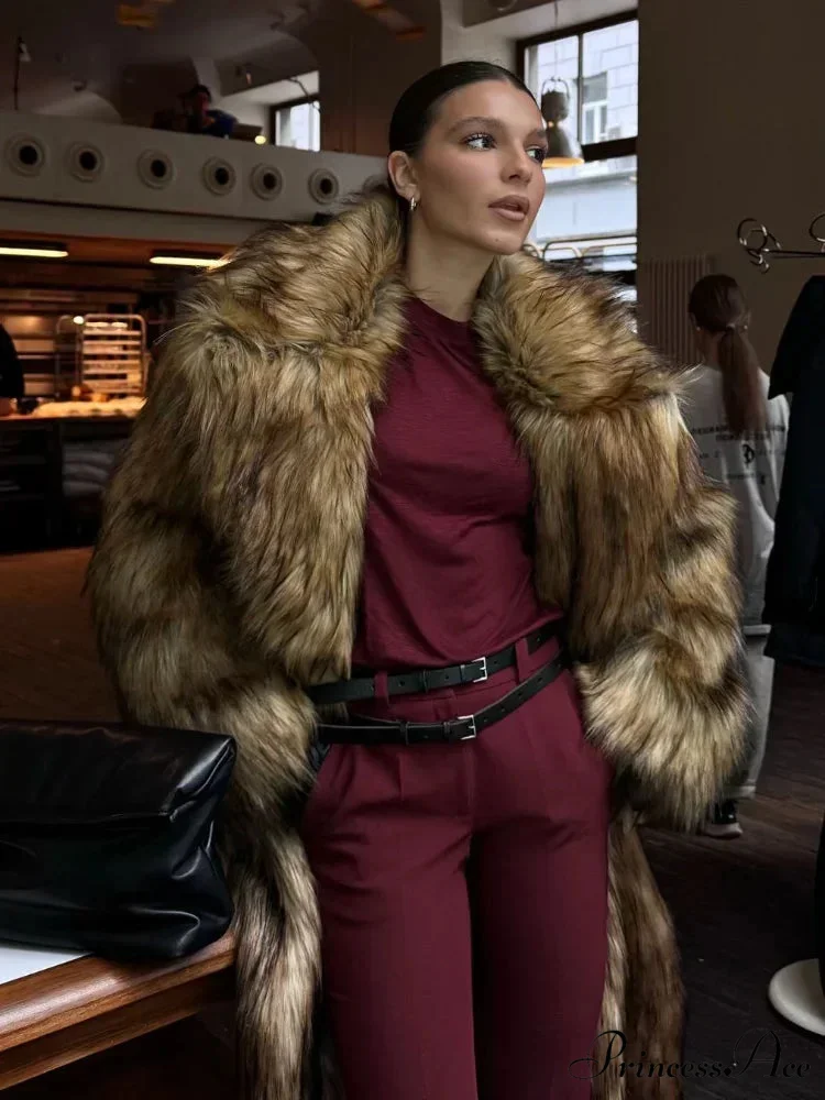 Opulent Fox Garment Lengthy Overcoat - Image 5