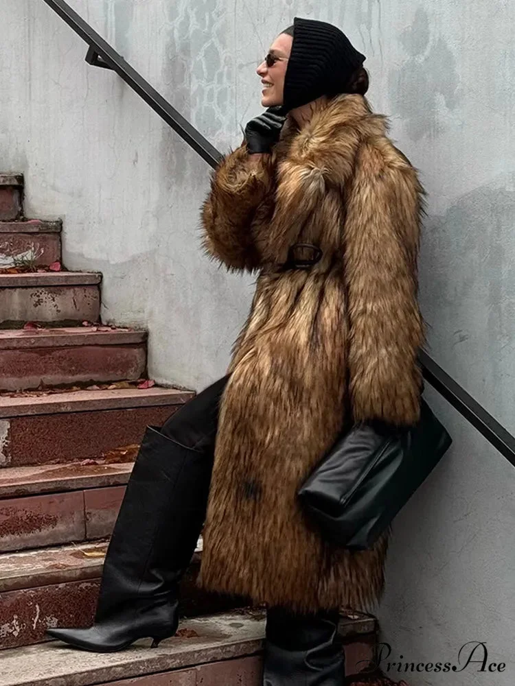 Opulent Fox Garment Lengthy Overcoat - Image 7