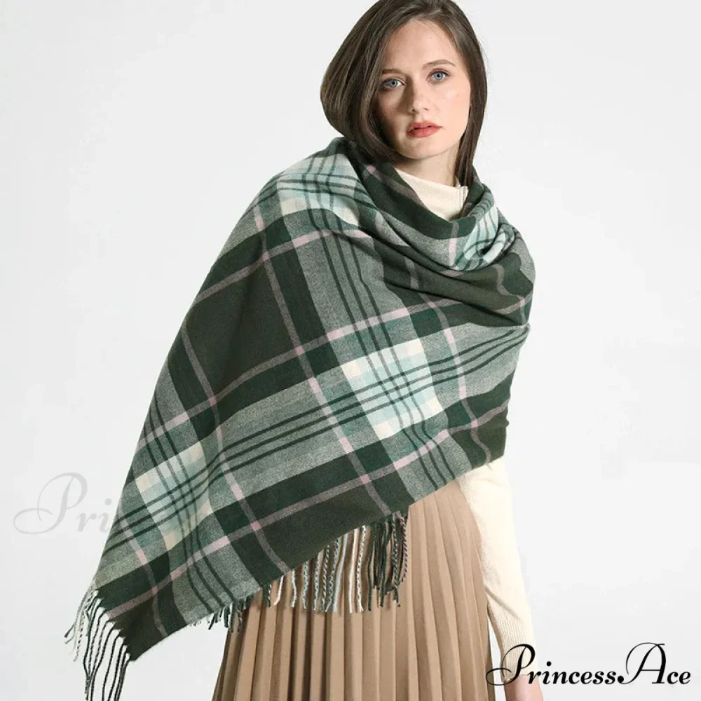 Opulent Tartan Cashmere Extended Bandana Scarf - Image 11