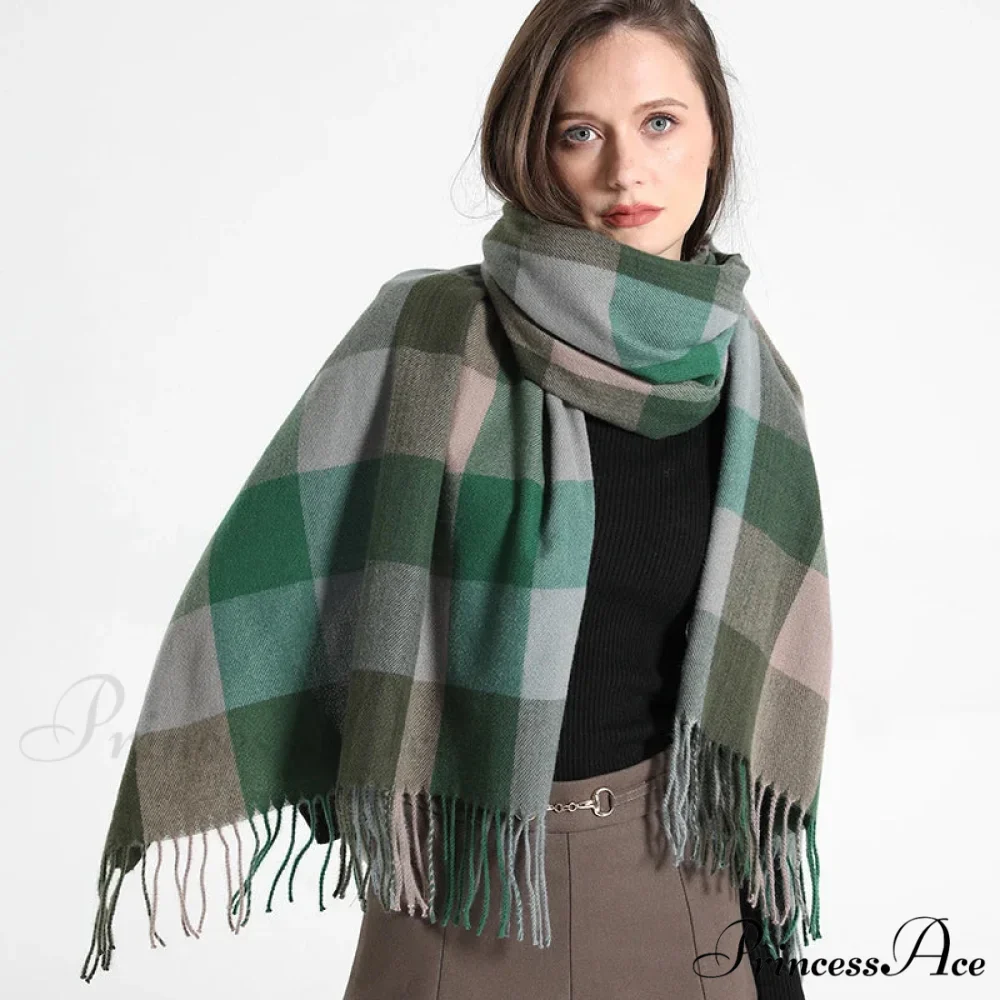 Opulent Tartan Cashmere Extended Bandana Scarf - Image 14