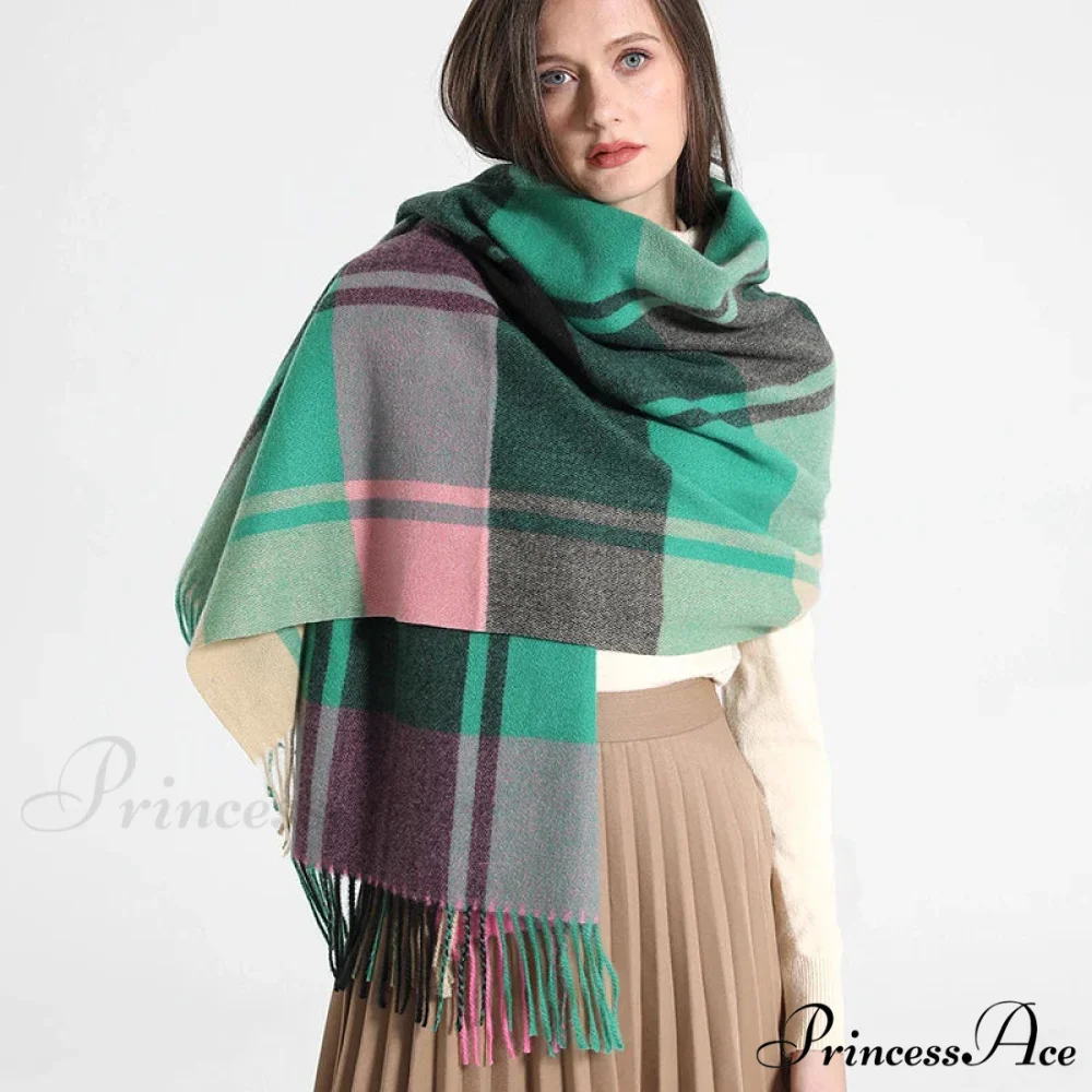 Opulent Tartan Cashmere Extended Bandana Scarf - Image 15