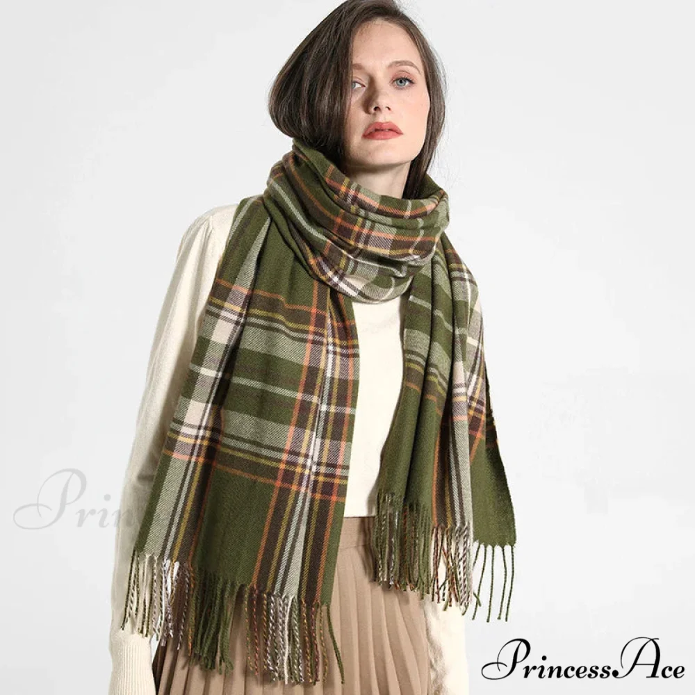 Opulent Tartan Cashmere Extended Bandana Scarf - Image 22