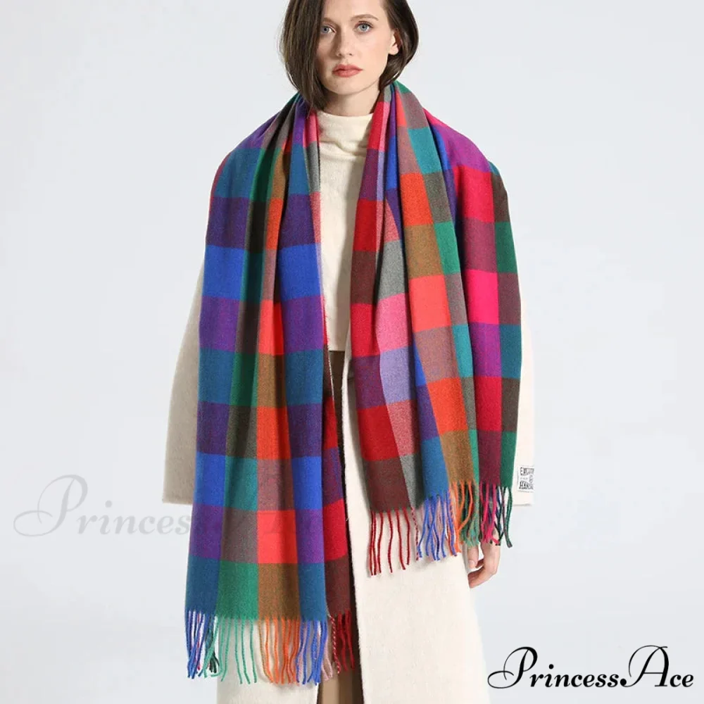 Opulent Tartan Cashmere Extended Bandana Scarf - Image 25