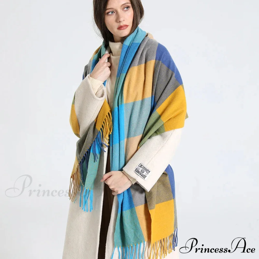 Opulent Tartan Cashmere Extended Bandana Scarf - Image 29