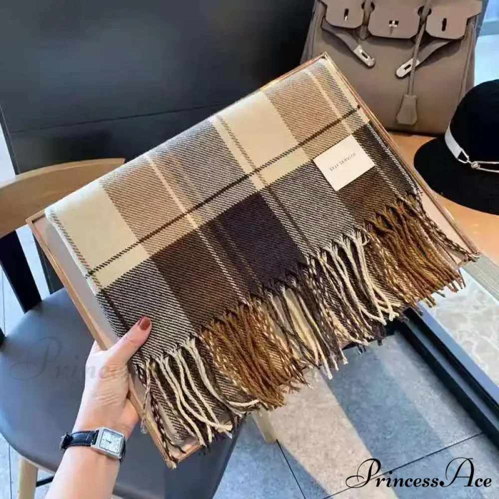Opulent Tartan Cashmere Extended Bandana Scarf - Image 3