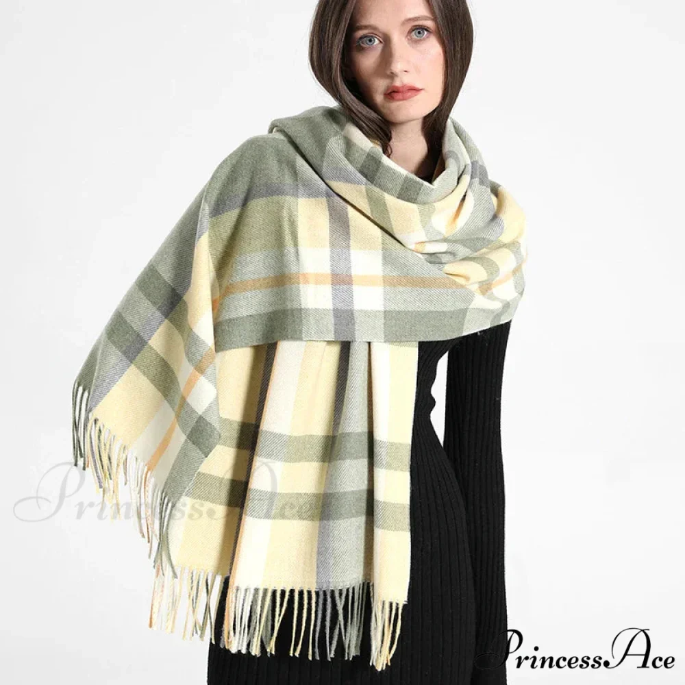 Opulent Tartan Cashmere Extended Bandana Scarf - Image 30