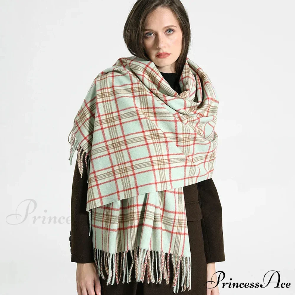 Opulent Tartan Cashmere Extended Bandana Scarf - Image 31