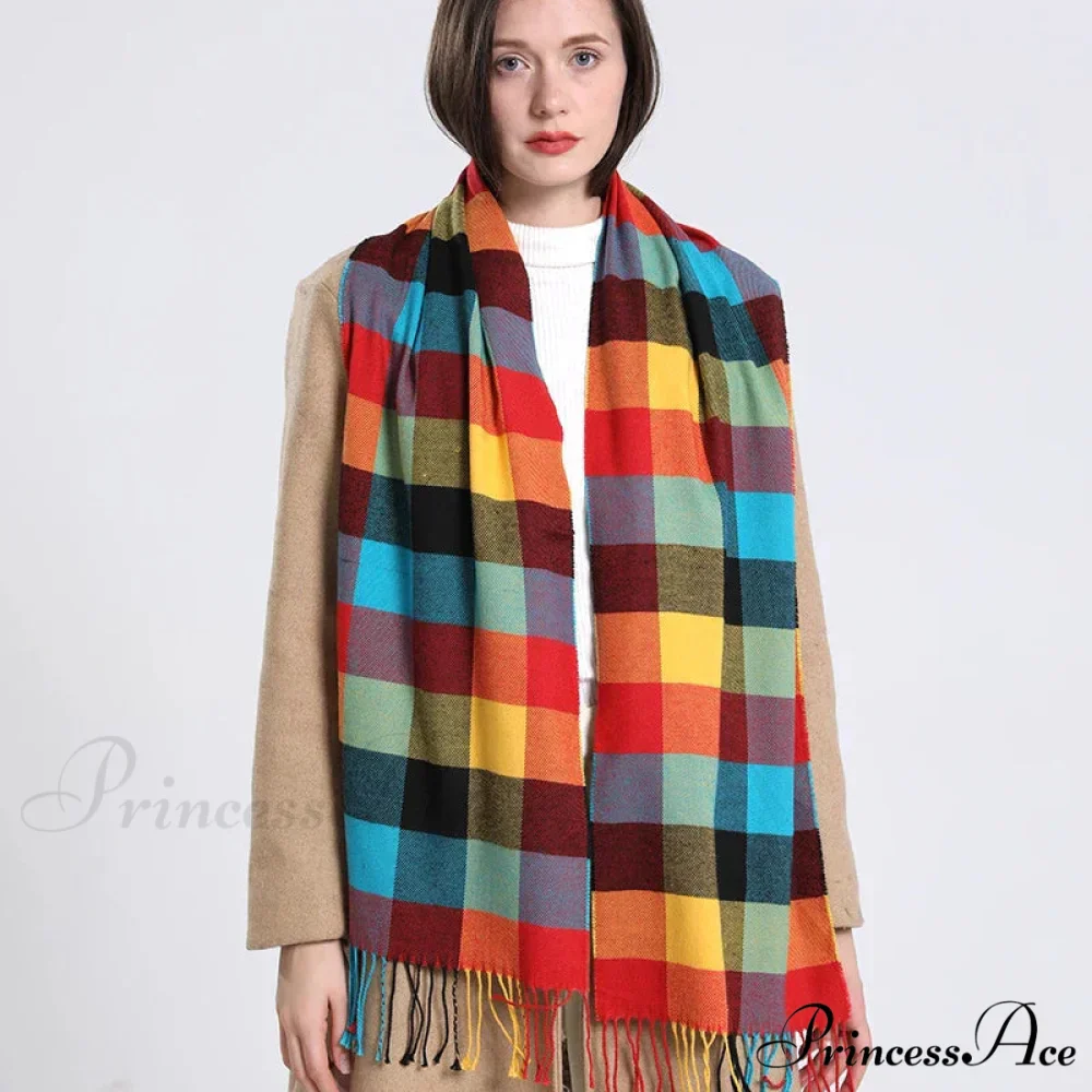 Opulent Tartan Cashmere Extended Bandana Scarf - Image 33
