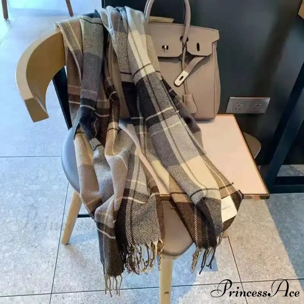 Opulent Tartan Cashmere Extended Bandana Scarf - Image 4
