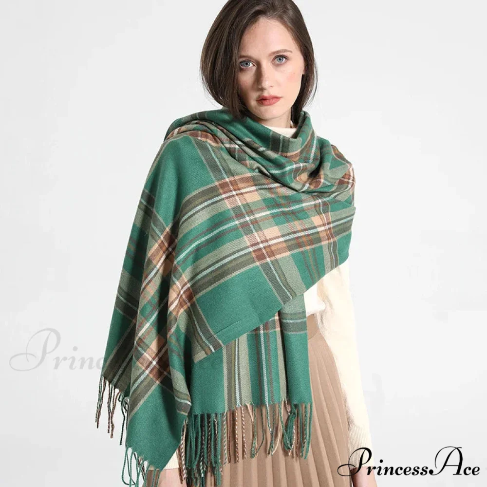 Opulent Tartan Cashmere Extended Bandana Scarf - Image 9
