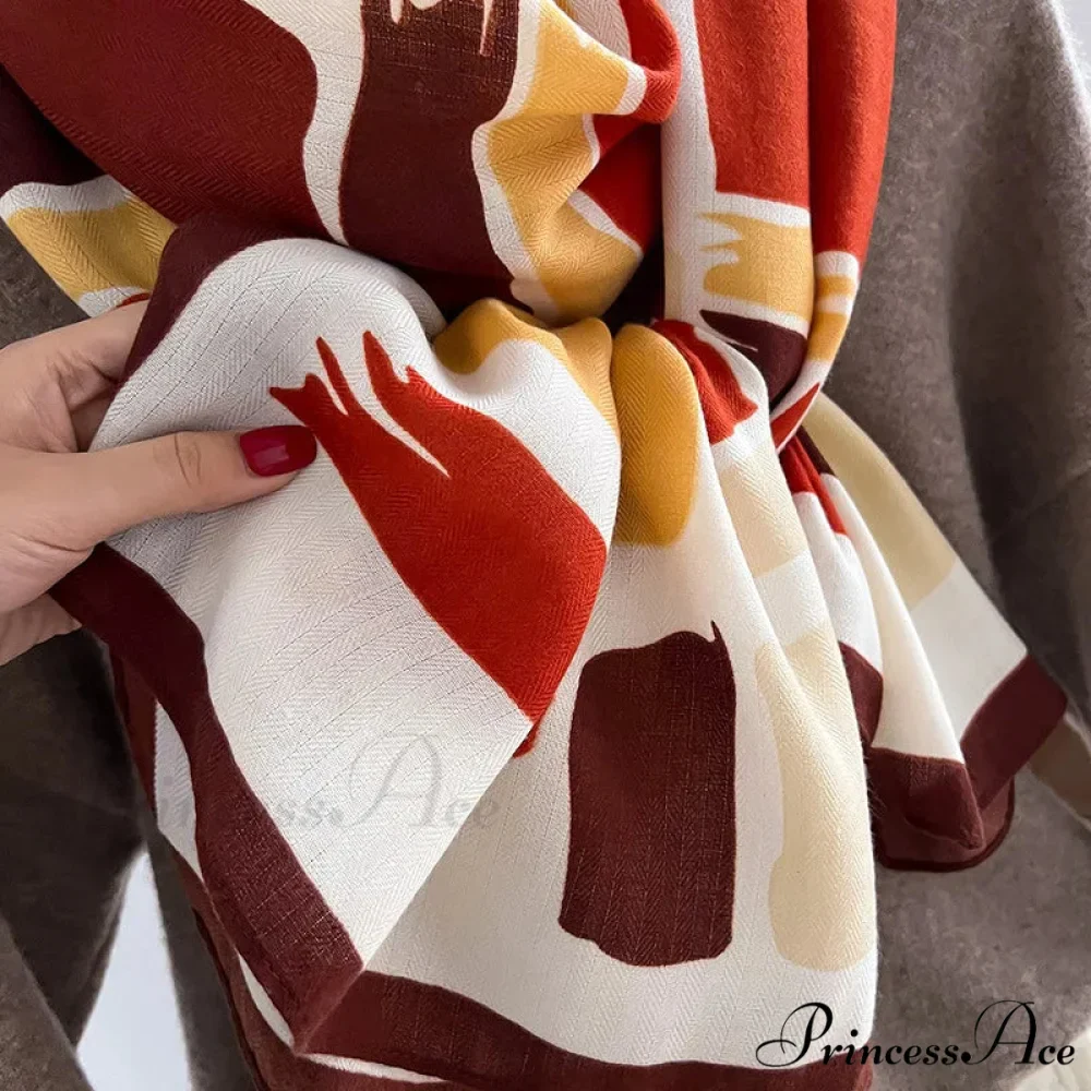 Opulent Wool Cotton Shawl Wrap Scarf - Image 4