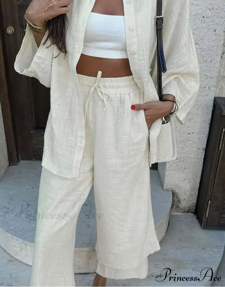 Orange Cotton Drawstring Pants Work Two Piece Set - Image 2