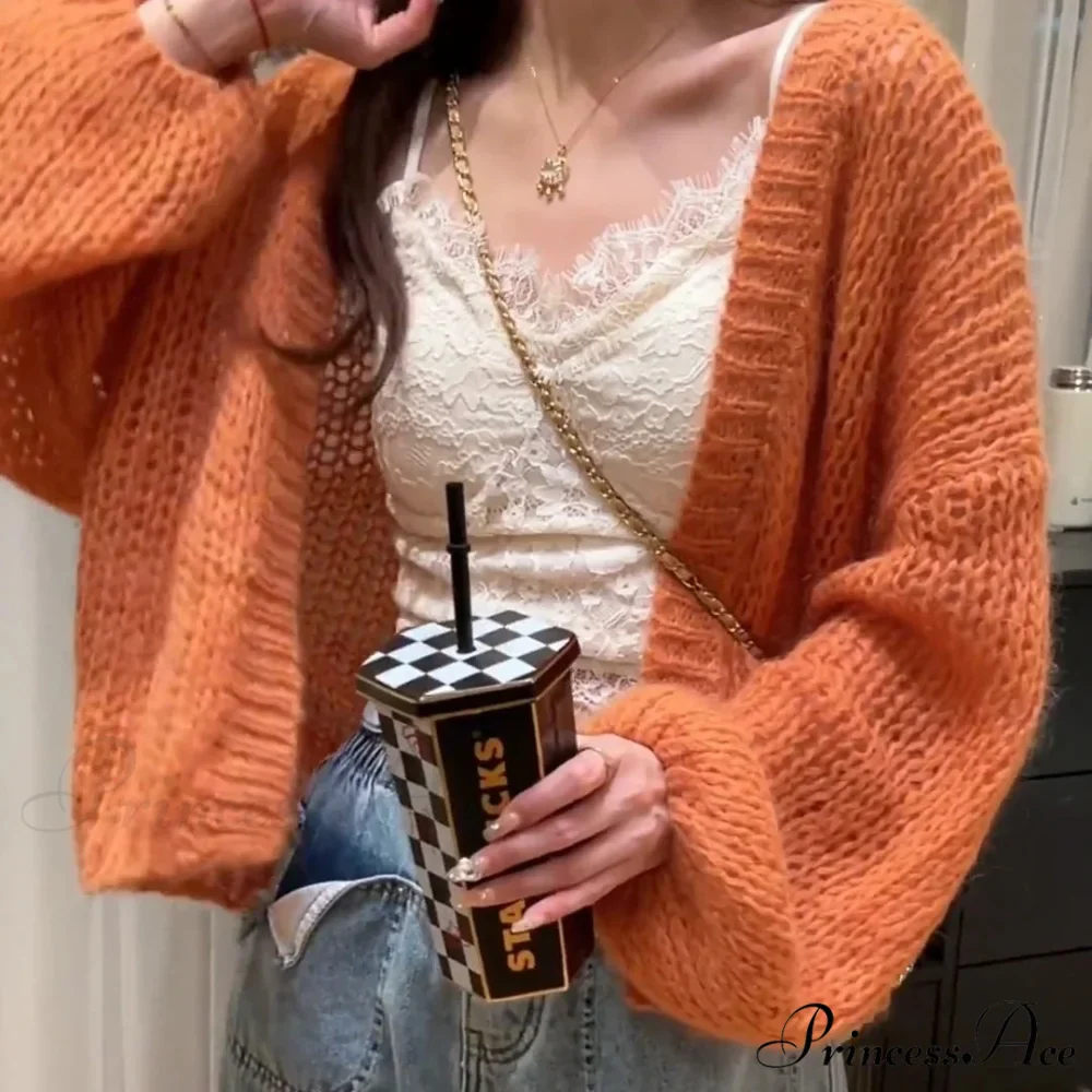 Orange Lantern Sleeve Open Stitch Loose Spring Cardigan
Modified: Orange Lantern Sleeve Open Stitch Baggy Spring Cardigan - Image 7