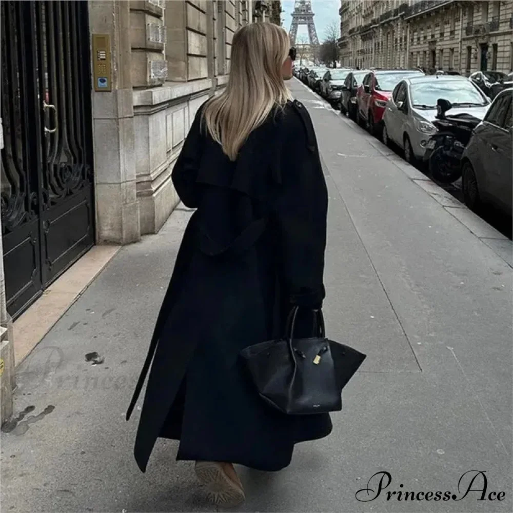 Oversized Belted Double-Breasted Overcoat - Image 4