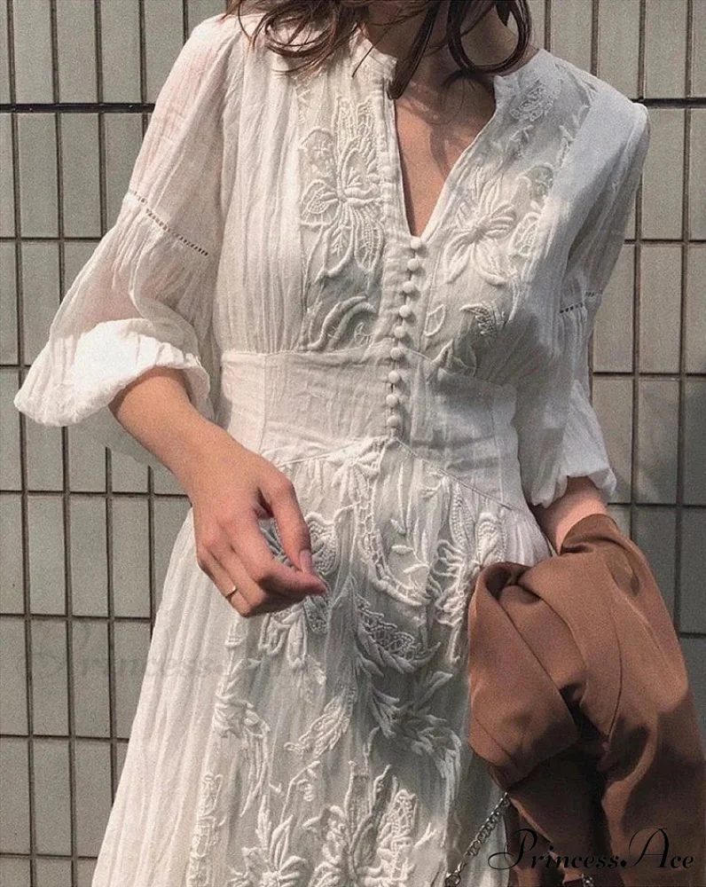 Oversized Long Sleeve Floral Ethnic Boho Dress - Image 3