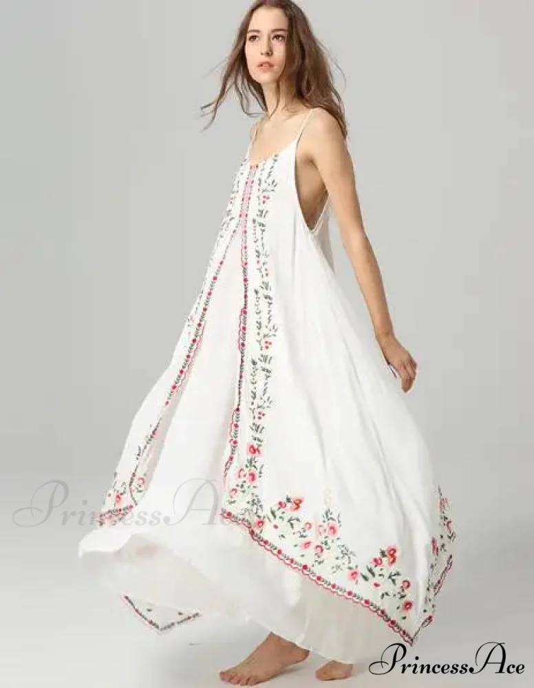 Pale Floral Stitched Full-Length Dress - Image 5