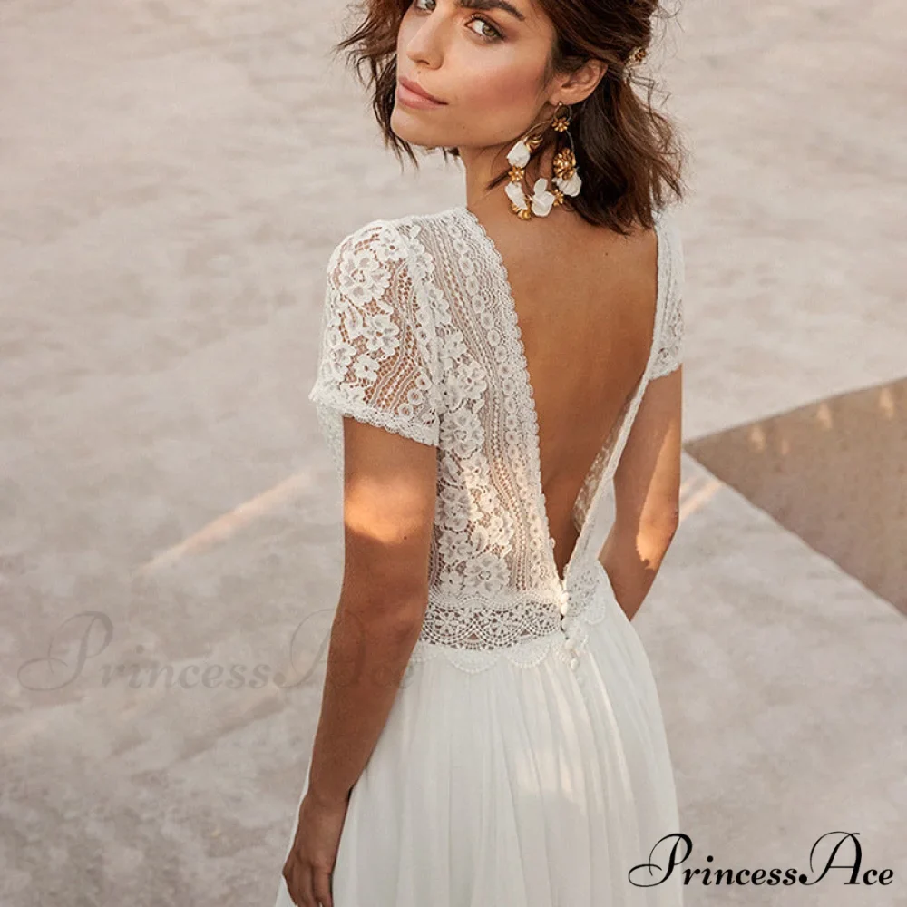 Pale Transparent Rear Seashore Wedding Gown - Image 2