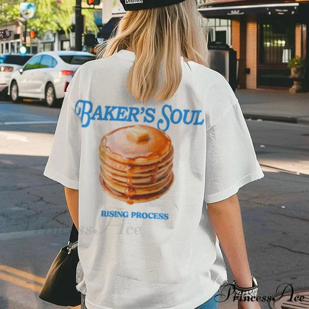 Pancake Printed Vintage Foodie T-shirt - Image 2