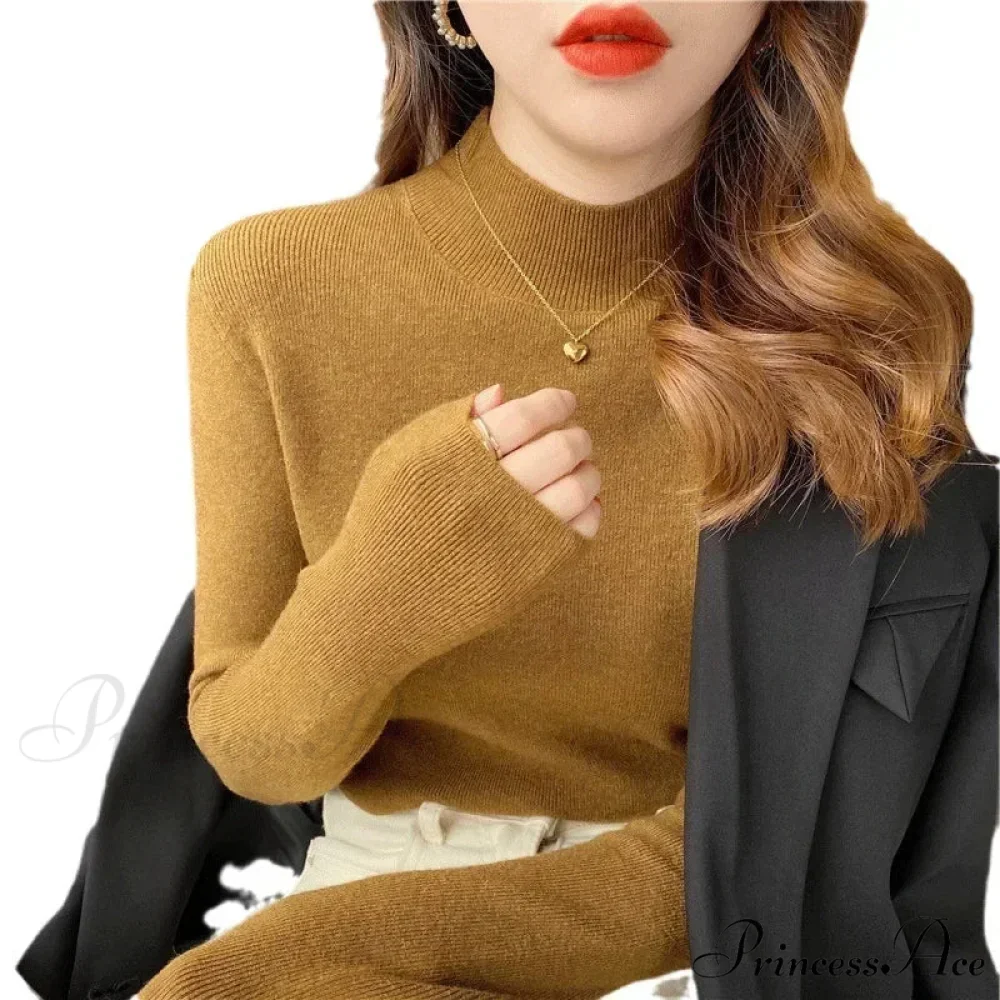 Partial Tall Collar Knitted 2000s Sweater - Image 6